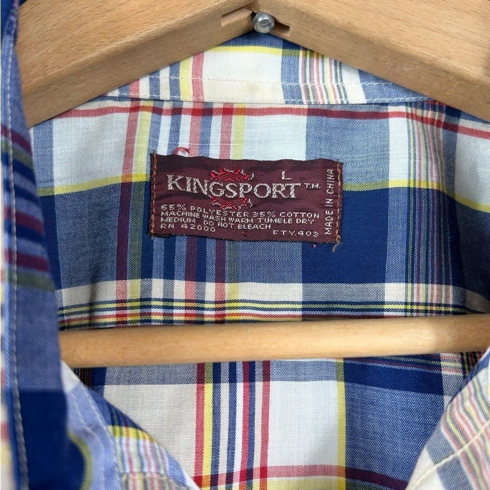 Vintage Western Shirt, L-XL, plaid, lightweight poly-cotton Cowboy Rodeo Country - Picture 3 of 7